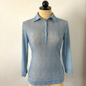 Daily Sports light blue mesh golf polo shirt women’s small Sweden athletic